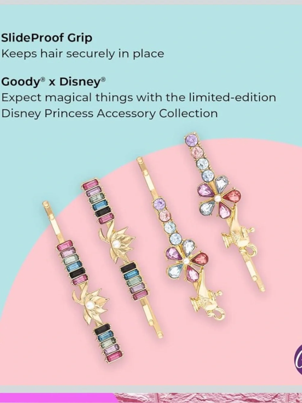 Goody and Disney Princess Jasmine Gold Bobbie Pins  with Multicolor Gems NEW